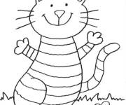 Coloriage Chaton tigr&eacute; souriant