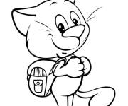 Coloriage Chaton va &agrave; l'&eacute;cole