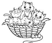 Coloriage Dessin de petits chatons dans un panier