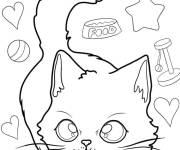 Coloriage Le chaton mignon en jouant