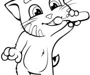 Coloriage Le chaton se brosse les dents