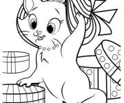 Coloriage Les cadeaux d'anniversaire du chaton