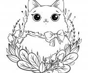 Coloriage et dessins gratuit Petit chaton Kawaii à imprimer