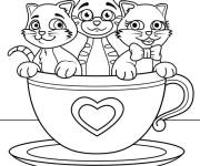 Coloriage et dessins gratuit Petits chatons dans une tasse à imprimer