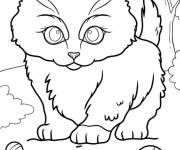 Coloriage Sc&egrave;ne de chaton avec la souris