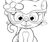 Coloriage Un beau chaton avec des lunettes