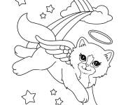 Coloriage et dessins gratuit Un chaton magique avec des ailes à imprimer