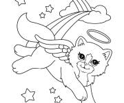 Coloriage Un chaton magique avec des ailes