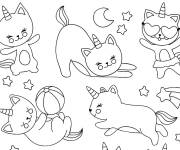 Coloriage et dessins gratuit Variété de chatons licorne à imprimer