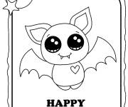 Coloriage Carte postale chauve-souris