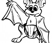 Coloriage Chauve-souris avec aile ouvert