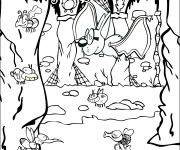 Coloriage Chauve-souris dans la forêt