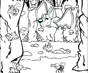 Coloriage Chauve-souris dans la for&ecirc;t