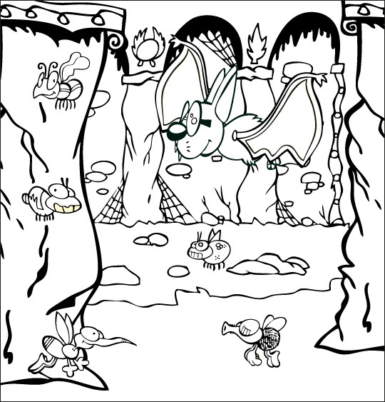 Coloriage et dessins gratuits Chauve-souris dans la forêt à imprimer