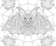Coloriage Chauve souris de Halloween difficile