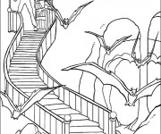 Coloriage Chauve-souris devalt la maison