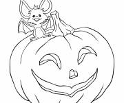 Coloriage chauve souris et citrouille  d'halloween