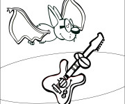 Coloriage Chauve-souris et la guitare