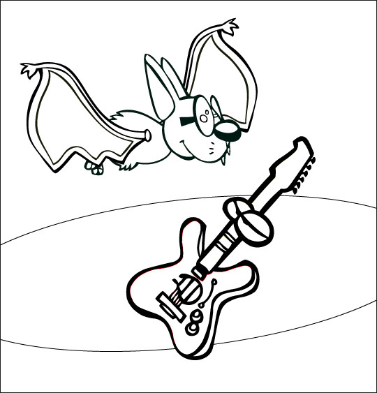 Coloriage et dessins gratuits Chauve-souris et la guitare à imprimer