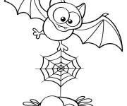 Coloriage chauve-souris et son amie araign&eacute;e d'Halloween