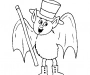Coloriage Chauve-souris porte un chapeau