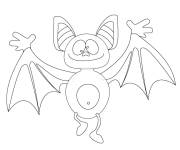 Coloriage chauve-souris rigolo ouvrant ses ailes