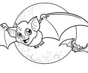 Coloriage chauve-souris sous la lune