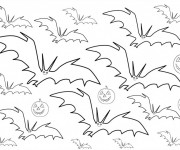 Coloriage Chauves-souris et citrouille d'Halloween
