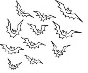Coloriage Chauves-souris faisant leur sorti