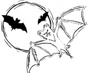 Coloriage Chauves-souris sortent la nuit