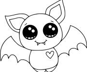 Coloriage Petit chauve souris Kawaii