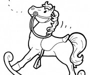 Coloriage Cheval &agrave; bascule et une papillon