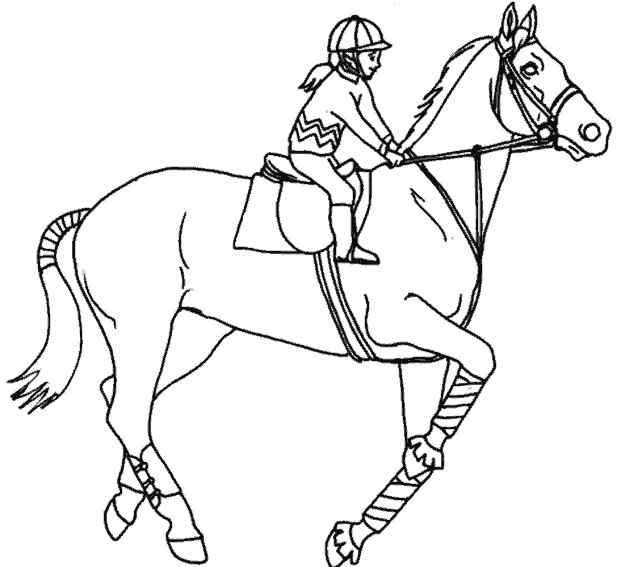 Coloriage Cheval Avec Cavalière Dessin Gratuit à Imprimer