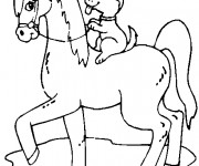 Coloriage Cheval et chien dessin gratuit à imprimer