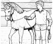 Coloriage Cheval et enfant au crayon
