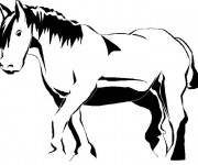 Coloriage Cheval image noir et blanc dessin gratuit à imprimer