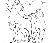 Coloriage Chevaux dessin anim&eacute;
