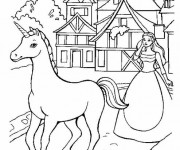 Coloriage Le cheval Unicorne et la princesse