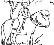 Coloriage Une fille sur un Cheval
