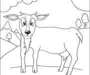 Coloriage Ch&egrave;vre dans la nature