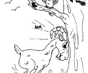 Coloriage Ch&egrave;vre et oiseau