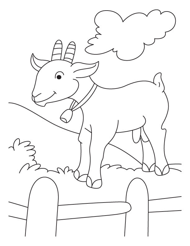 Coloriage et dessins gratuits Chèvre heureuse portant une clochette à imprimer