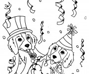Coloriage Anniversaire de Chiots