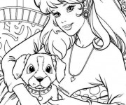 Coloriage Belle femme et son Chien