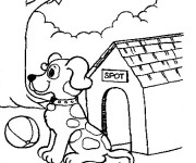 Coloriage Chien devant sa maison