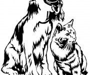 Coloriage Chien et chat en noir et blanc