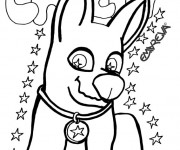 Coloriage Chien et &eacute;toiles