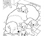 Coloriage Chien et ses petits à la maison