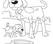 Coloriage Chien et son fils