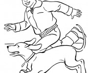 Coloriage Chien et son ma&icirc;tre dont du Ski